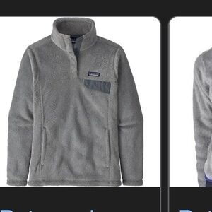 Patagonia Kids Re-Tool Snap-T® Fleece Pullover Gray and Navy Quarter Zip -